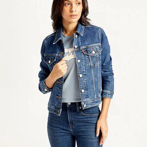Levi's Women's Blue Mid Washed Denim Button-Front Jeans Jacket Size M